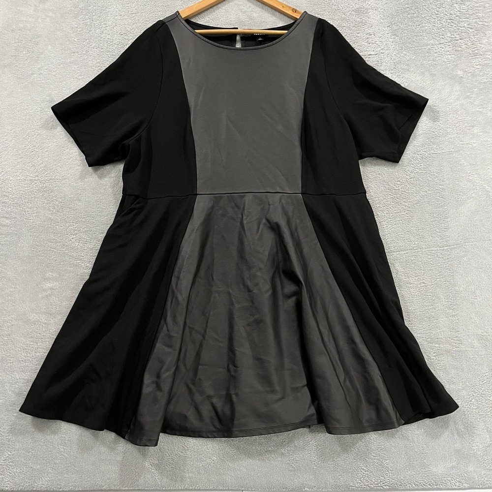 Torrid Faux Leather Skater Dress‎ Womens 4 Black Grunge Goth